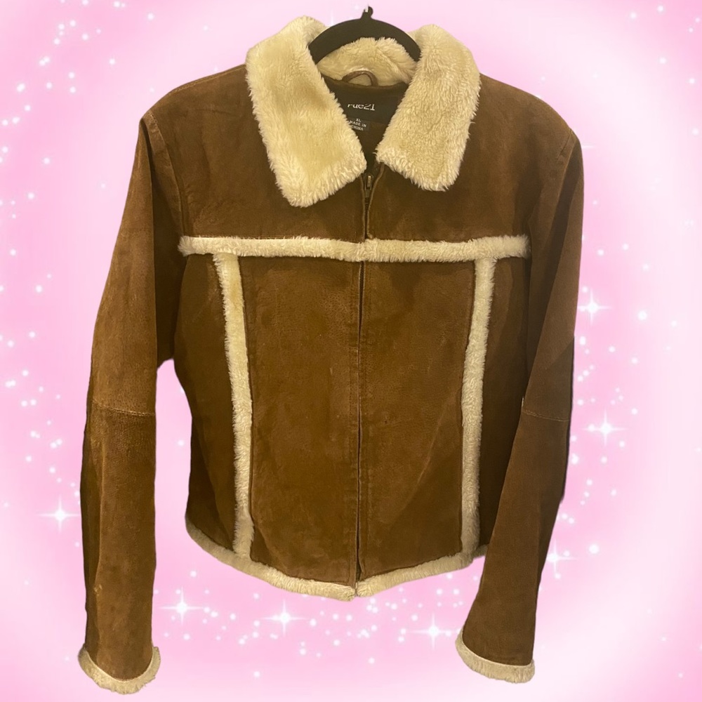 Y2K Rue 21 Faux Suede Sherpa Jacket